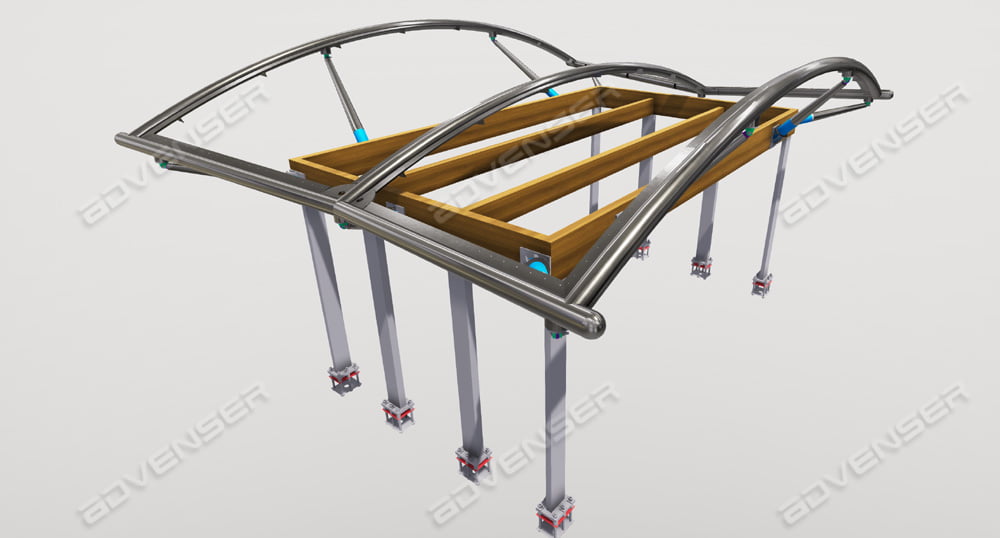Curved steel metal detailing